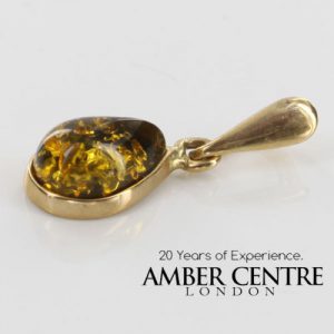 Italian Made Classic German Green Baltic Amber Pendant in 9ct solid Gold -GP0056G RRP£95!!!