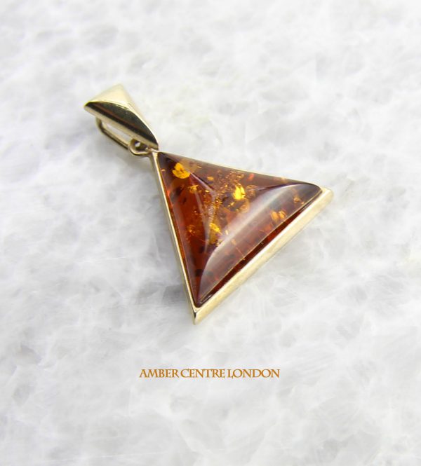 Italian Made Large Modern German Amber Pendant in 9ct solid Gold-GP0060 RRP£175!!