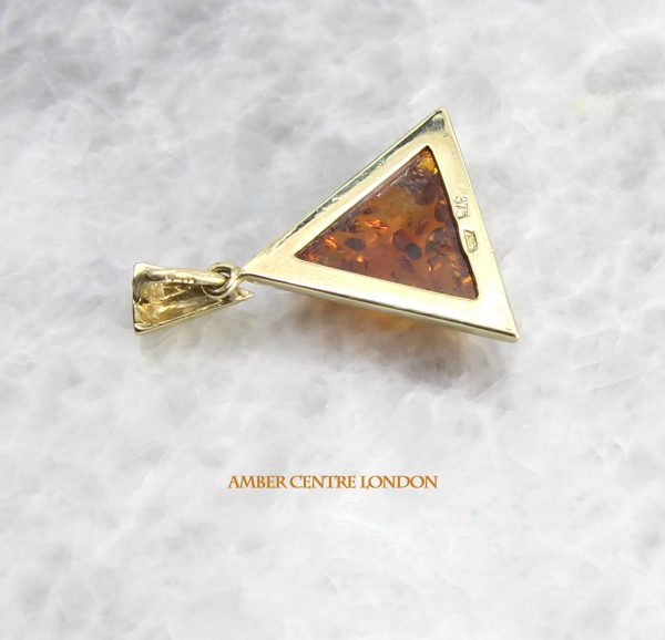 Italian Made Large Modern German Amber Pendant in 9ct solid Gold-GP0060 RRP£175!!