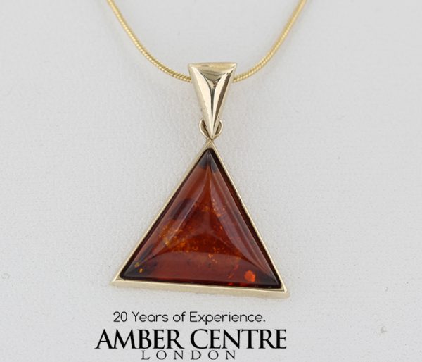 Italian Made Modern Elegant German Baltic Amber Pendant in 9ct solid Gold -GP0061 RRP£125!!!