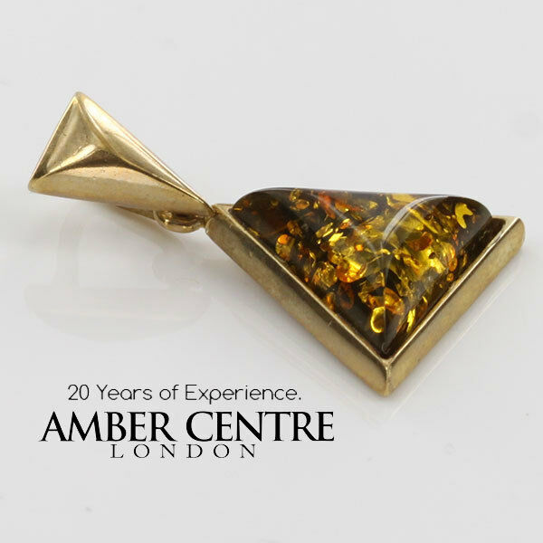 Italian made Modern Green Baltic Amber Pendant in 9ct Gold -GP0062G RRP£145!!!