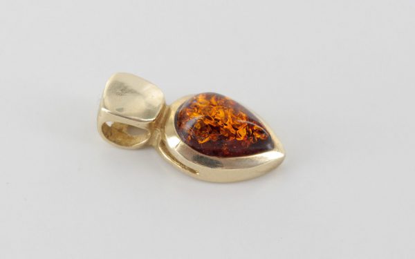 Italian Made Modern Elegant German Baltic Amber Pendant in 9ct Gold- GP0072 RRP£175!!!
