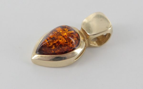 Italian Made Modern Elegant German Baltic Amber Pendant in 9ct Gold- GP0072 RRP£175!!!