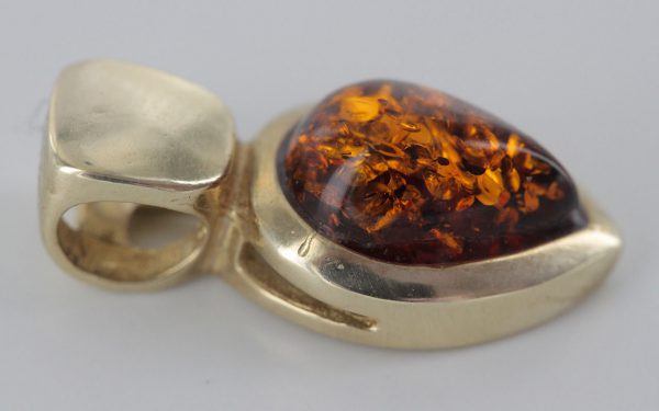 Italian Made Modern Elegant German Baltic Amber Pendant in 9ct Gold- GP0072 RRP£175!!!