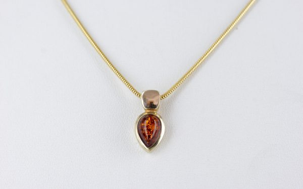 Italian Made Modern Elegant German Baltic Amber Pendant in 9ct Gold- GP0072 RRP£175!!!