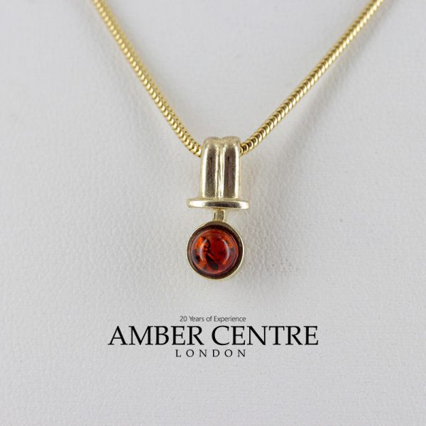 Italian Made Modern Elegant German Baltic Amber Pendant in 9ct Gold- GP0074 RRP£165!!!