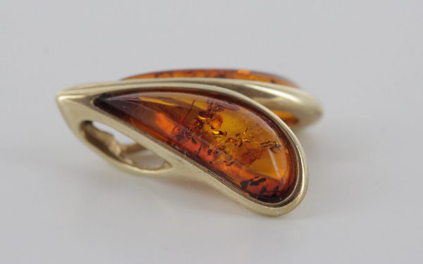 Italian Handmade Modern Elegant German Baltic Amber Pendant in 9ct solid Gold- GP0083 RRP£145!!!