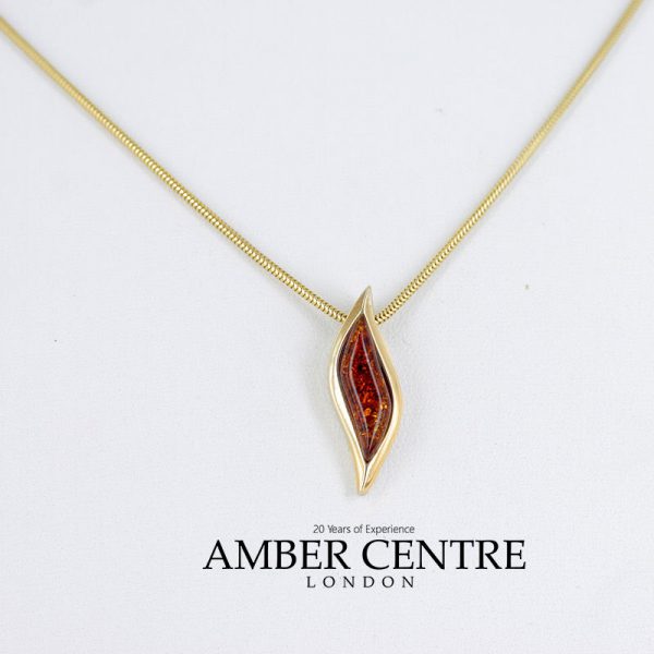 Italian Made Leaf Shaped German Amber Pendant in 9ct solid Gold-GP0084 RRP£175!!!