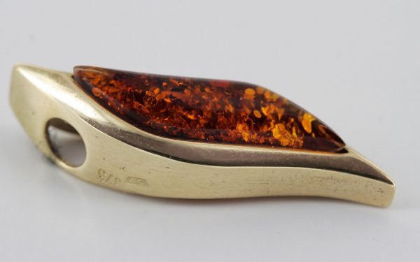 Italian Made Leaf Shaped German Amber Pendant in 9ct solid Gold-GP0084 RRP£175!!!