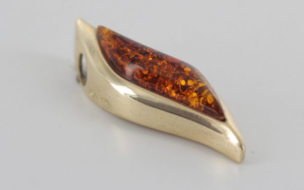 Italian Made Leaf Shaped German Amber Pendant in 9ct solid Gold-GP0084 RRP£175!!!