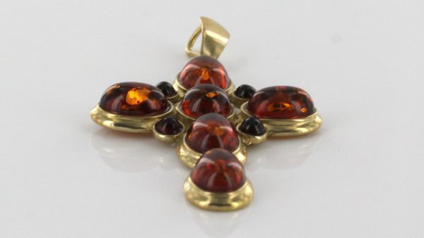 Italian Handmade German Baltic Amber Cross Pendant in 9ct solid Gold -GP0089 RRP£425!!!