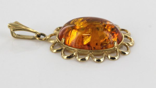 Italian Handmade Classic Elegant German Baltic Amber Pendant in 9ct solid Gold -GP0091 RRP£195!!!