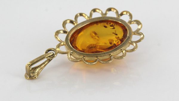 Italian Handmade Classic Elegant German Baltic Amber Pendant in 9ct solid Gold -GP0091 RRP£195!!!