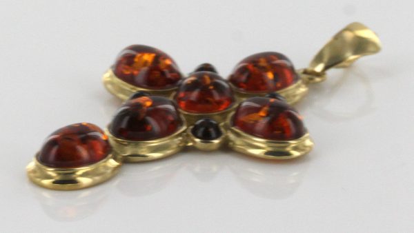 Italian Made Elegant Unique German Baltic Amber Cross Pendant in 14ct Gold -GP0092 RRP825!!!