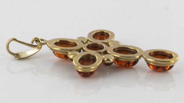 Italian Made Elegant Unique German Baltic Amber Cross Pendant in 14ct Gold -GP0092 RRP825!!!