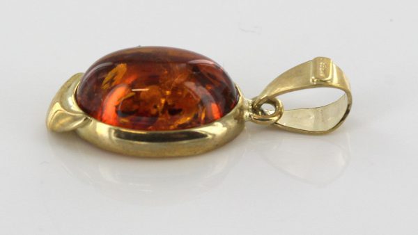 Italian Handmade Classic Elegant German Baltic Amber Pendant in 9ct Gold -GP0093 RRP£175!!!