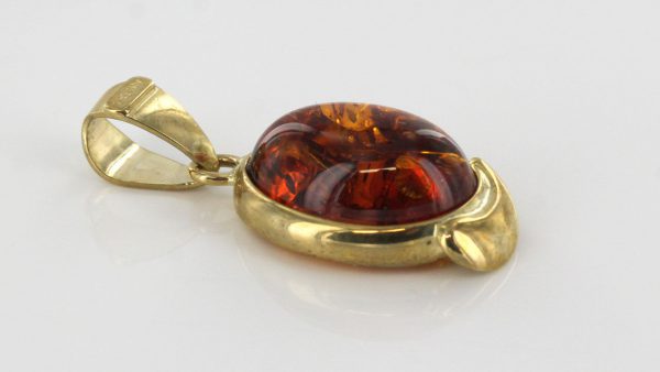 Italian Handmade Classic Elegant German Baltic Amber Pendant in 9ct Gold -GP0093 RRP£175!!!