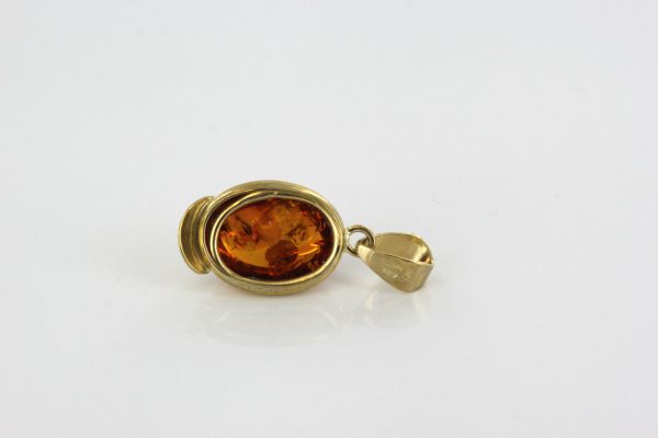 Italian Handmade Classic Elegant German Baltic Amber Pendant in 9ct Gold -GP0093 RRP£175!!!