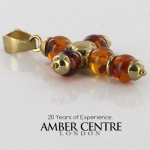 Italian Made Elegant German Baltic Amber Cross Pendant in 14ct Gold -GP0094 RRP£395!!!