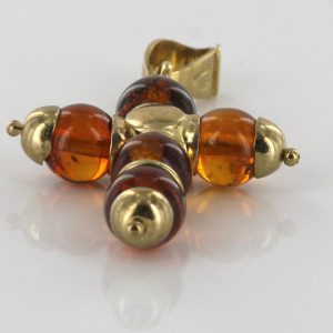 Italian Made Elegant German Baltic Amber Cross Pendant in 14ct Gold -GP0094 RRP£395!!!