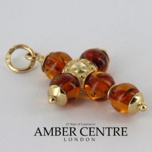 Italian Made Elegant German Baltic Amber Cross Pendant in 14ct solid Gold- GP0094H RRP£395!!!