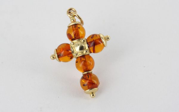 Italian Made Elegant German Baltic Amber Cross Pendant in 14ct solid Gold- GP0094H RRP£395!!!