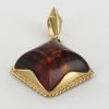 Italian Handmade Classic Elegant Baltic Amber Pendant in 9ct solid Gold - GP0097 RRP£175!!