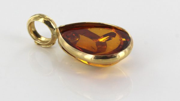 Italian Handmade Modern Elegant Baltic Amber Pendant in 9ct Gold -GP0103 RRP£175!!!