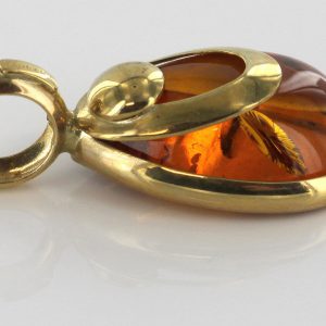 Italian Handmade Modern Elegant Baltic Amber Pendant in 9ct Gold -GP0103 RRP£175!!!