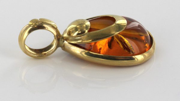 Italian Handmade Modern Elegant Baltic Amber Pendant in 9ct Gold -GP0103 RRP£175!!!