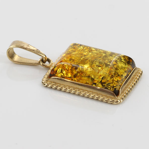 Italian Made German Green Baltic Amber Pendant in 9ct solid Gold -GP0110G RRP£275!!!