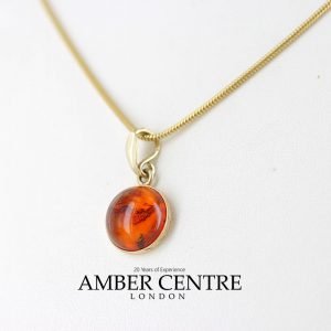 Italian Handmade Classic Elegant German Baltic Amber Pendant in 9ct solid Gold -GP0113 RRP£125!!