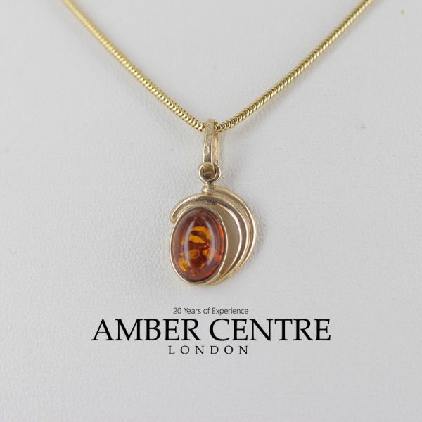 Italian Handmade Classic Elegant Baltic Amber Pendant in 9ct solid Gold GP0114 RRP£125!!!