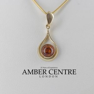 Italian Handmade Elegant German Baltic Amber Pendant in 9ct solid Gold -GP0115 RRP£165!!!