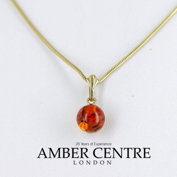 Italian Handmade German Baltic Amber Pendant in 9ct Gold -GP0117S RRP£95!!!