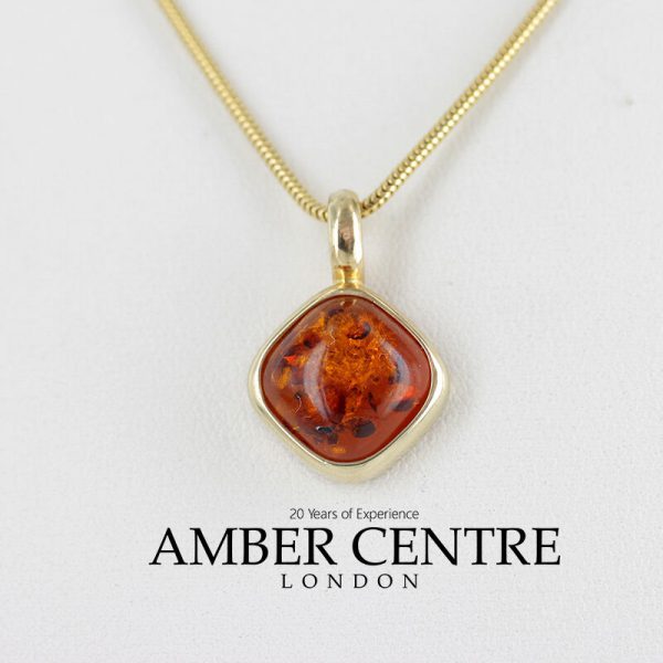 Italian Made Modern Elegant German Baltic Amber Pendant in 9ct Gold -GP0118 RRP£145!!!