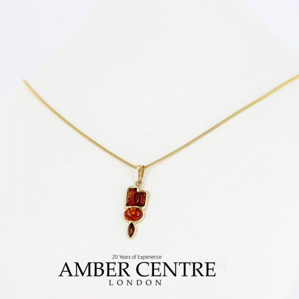 Italian Made Modern Elegant German Baltic Amber Pendant in 9ct Gold -GP0125 RRP£195!!!