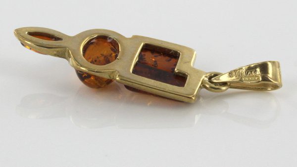 Italian Made Modern Elegant German Baltic Amber Pendant in 9ct Gold -GP0125 RRP£195!!!