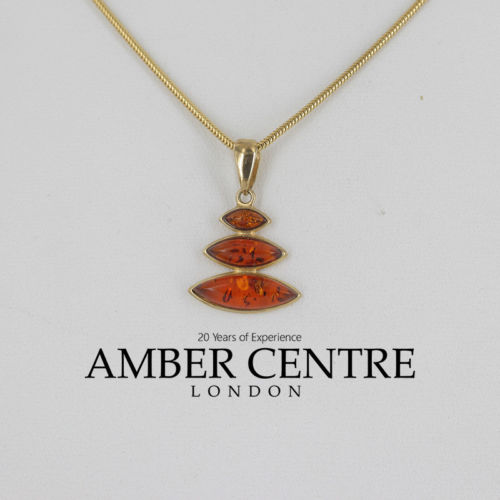 Italian Made Modern Elegant Baltic Amber Pendant in 9ct Gold -GP0126 RRP£145!!!