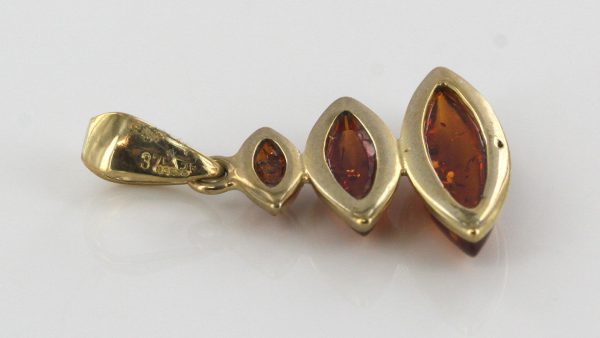 Italian Made Modern Elegant Baltic Amber Pendant in 9ct Gold -GP0126 RRP£145!!!