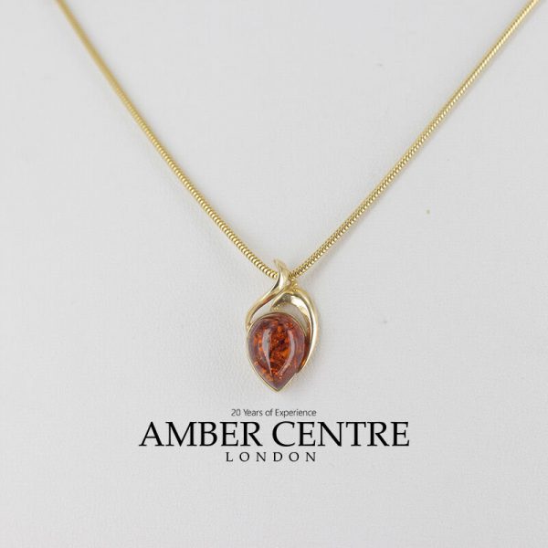 Italian Made Modern Elegant Baltic Amber Pendant in 9ct solid Gold -GP0127 RRP£145!!!