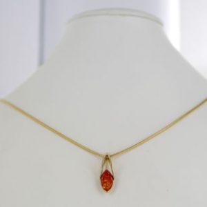 Italian Handmade Modern Stylish German Baltic Amber Pendant in 9ct Gold -GP0144 RRP£125!!!