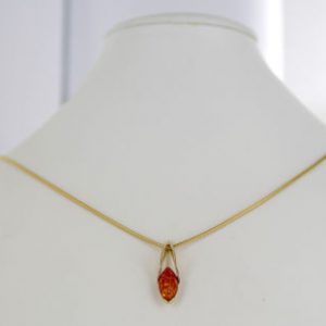 Italian Handmade Modern Stylish German Baltic Amber Pendant in 9ct Gold -GP0144 RRP£125!!!