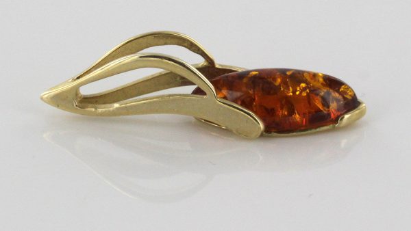 Italian Handmade Modern Stylish German Baltic Amber Pendant in 9ct Gold -GP0144 RRP£125!!!