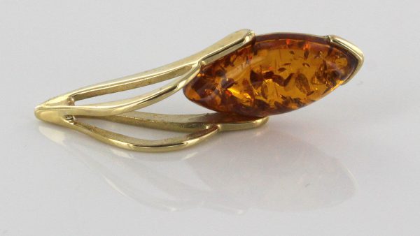 Italian Handmade Modern Stylish German Baltic Amber Pendant in 9ct Gold -GP0144 RRP£125!!!