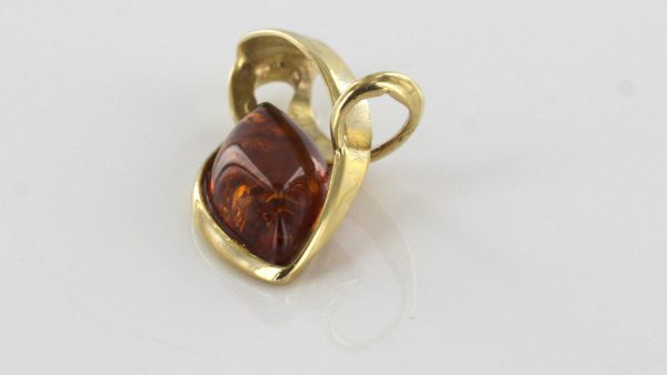 Italian Handmade Modern Stylish German Baltic Amber Pendant in 9ct Gold -GP0145 RRP£175!!!