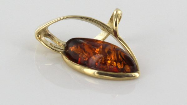 Italian Handmade Modern Stylish German Baltic Amber Pendant in 9ct Gold -GP0145 RRP£175!!!