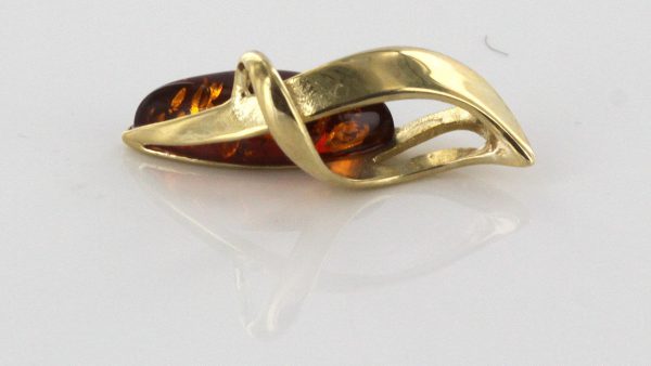 Italian Handmade Modern Stylish German Baltic Amber Pendant in 9ct Gold -GP0145 RRP£175!!!