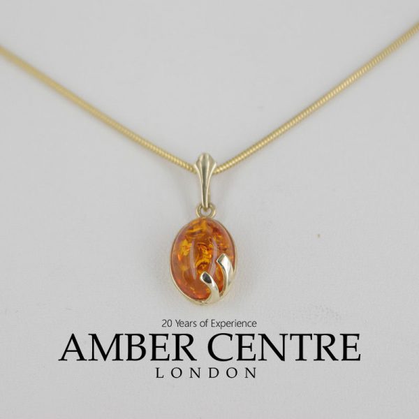 Italian Handmade Elegant Modern German Baltic Amber Pendant in 9ct Gold -GP0146 RRP£195!!!