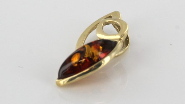 Italian Handmade Modern Elegant German Baltic Amber Pendant in 9ct Gold -GP0149 RRP£125!!!